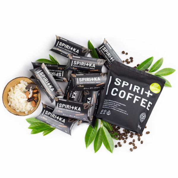 Výhodný set kávy Spirit Coffee a proteínovej čokoládovej tyčinky Spiritka